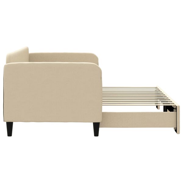 vidaXL Pat de zi cu extensie, crem, 80x200 cm, textil