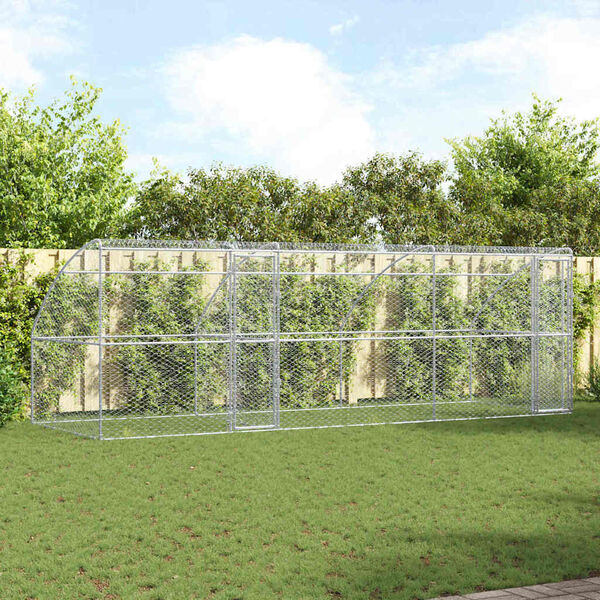 vidaXL Cușcă pentru c&acirc;ini 3 pcs Argintiu 6 x 2 x 2 m Oțel galvanizat