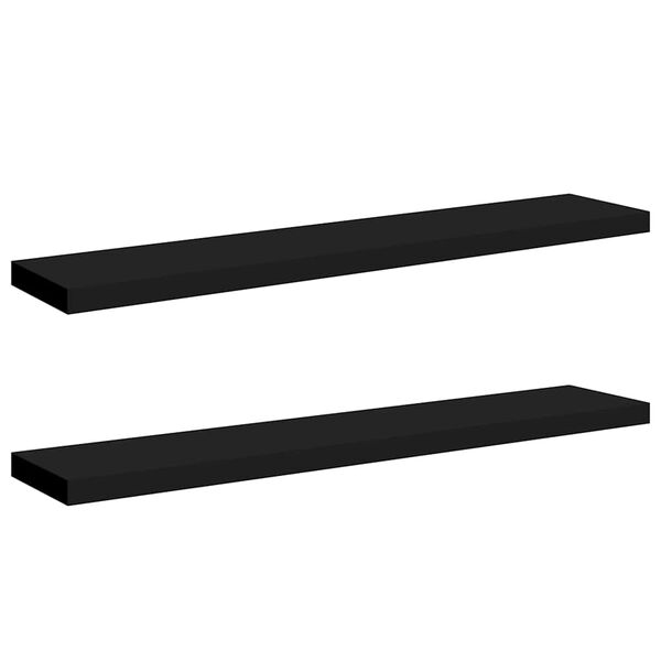 vidaXL Rafturi de perete suspendate 2 buc., negru 120x23,5x3,8 cm, MDF