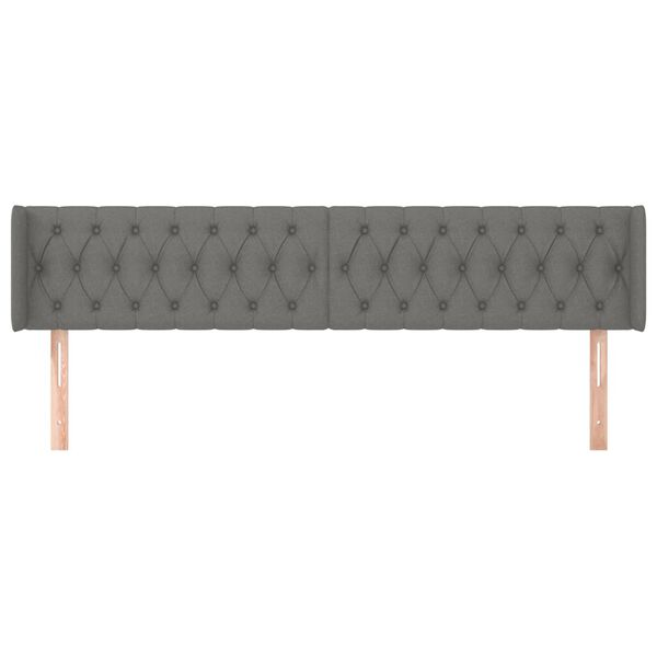 vidaXL Tăblie de pat cu aripioare gri &icirc;nchis 183x16x78/88 cm textil