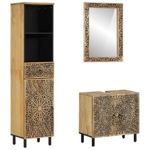 vidaXL Set mobilier de baie, 3 piese, lemn masiv de mango