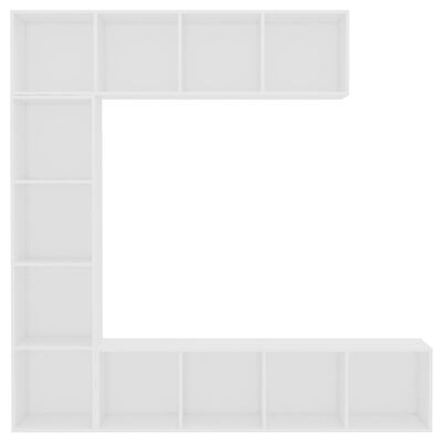 vidaXL Set bibliotecă/dulap TV, 3 piese, alb, 180 x 30 x 180 cm