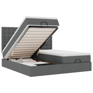 vidaXL Cadru de pat otoman cu saltele Gri &icirc;nchis 180x200cm țesătură