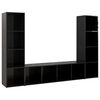 vidaXL Dulapuri TV 3 buc negru lucios 142,5x35x36,5 cm, lemn prelucrat