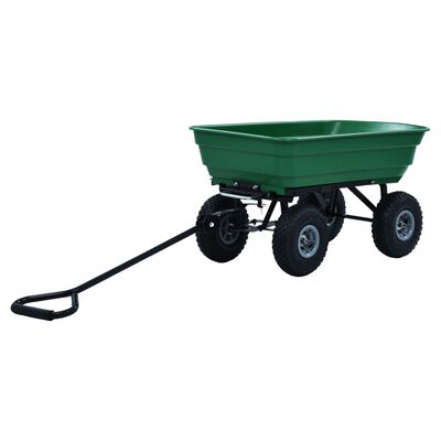 vidaXL Cărucior manual de grădină basculabil, verde, 300 kg, 75 L