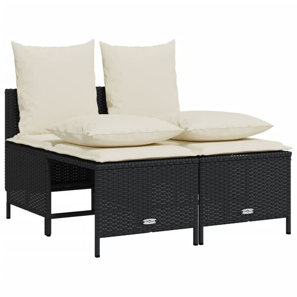 vidaXL Set mobilier de grădină cu perne, 5 piese, negru, poliratan