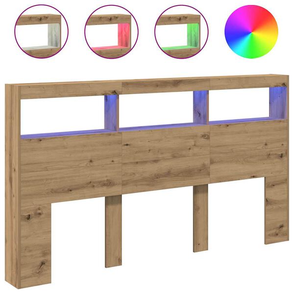 vidaXL Dulap pentru tăblie cu LED Stejar Artisan 180x17x102 cm