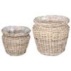 vidaXL Coș pentru plante cu depozitare 2 pcs Gri Ratan Lacak