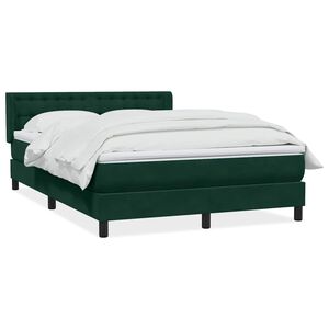 vidaXL Pat box spring cu saltea, verde &icirc;nchis, 160x210 cm, catifea