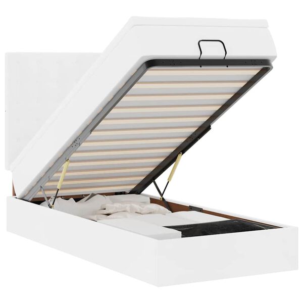 vidaXL Pat otoman cu saltea, alb, 80x200cm, piele ecologică