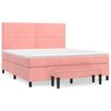 vidaXL Pat box spring cu saltea, roz, 160x200 cm, catifea