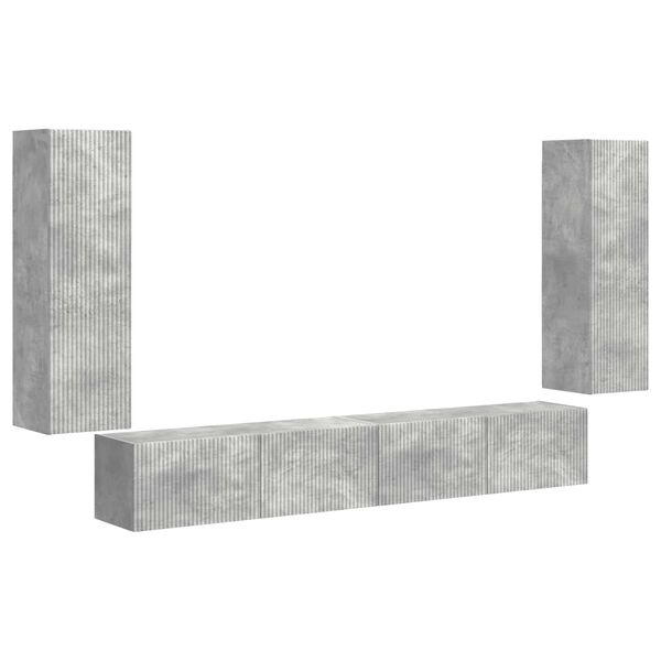 vidaXL Set Dulap pentru Televizor Montat pe Perete 4 pcs Gri din beton