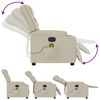 vidaXL Fotoliu electric de masaj rabatabil, crem, piele ecologică
