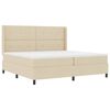 vidaXL Pat cu arcuri cu saltea cu headboard Crem 200 x 200 cm țesătură