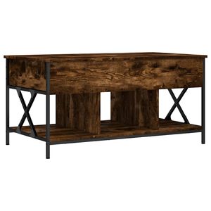 vidaXL Măsuță de cafea stejar fumuriu 100x55x50cm lemn prelucrat/metal