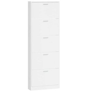 vidaXL Pantofar, alb extralucios, 59x17x169 cm, lemn compozit