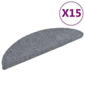 vidaXL Covorașe pentru scări autoadezive, 15 buc., 56x17x3 cm, gri deschis, semirotunde