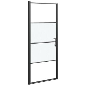 vidaXL Ușă de duș, negru, 81x195 cm, sticlă securizată semi-mată