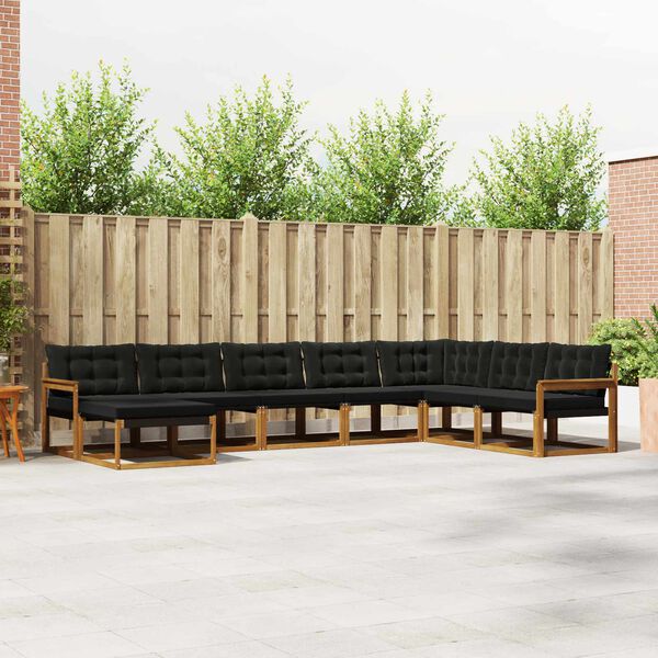 vidaXL Set de canapele de exterior cu pernă 24 pcs Natural și Negru