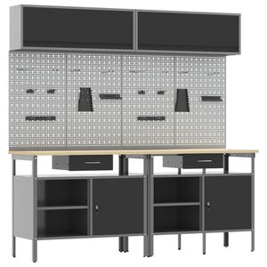 vidaXL Set banc de lucru 8 buc. Negru și Gri Oțel vopsit electrostatic