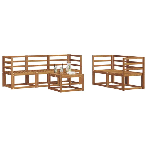 vidaXL Set de canapele de exterior cu pernă 6 pcs Natural și Crem