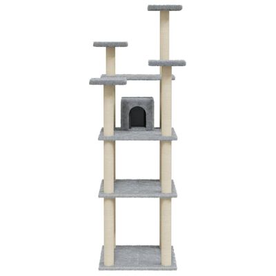 vidaXL Ansamblu pisici, stâlpi din funie sisal, gri deschis, 171 cm