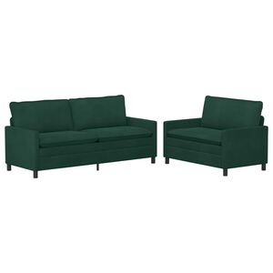 vidaXL Set de canapea 2 buc. Verde &icirc;nchis Catifea