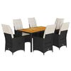 vidaXL Set mobilier de grădină cu perne, 7 piese, negru, poliratan