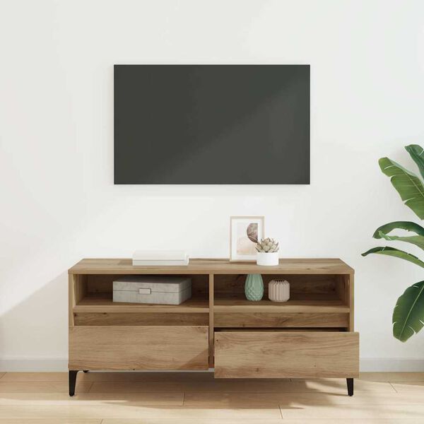 vidaXL Cabinet TV cu sertar Stejar Artizanal 100 x 34,5 x 44,5 cm