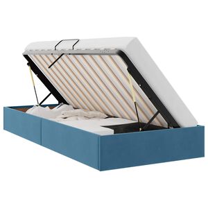 vidaXL Cadru de pat otoman Albastru &icirc;nchis 90 x 190 cm Catifea