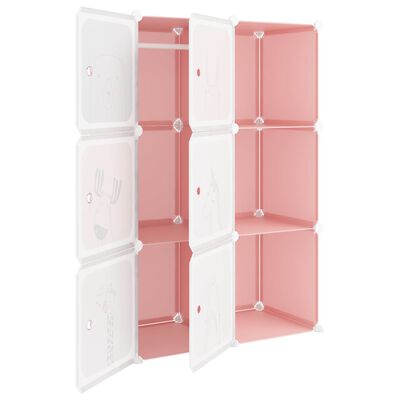 vidaXL Dulap de depozitare cub pentru copii, 6 cuburi, roz, PP