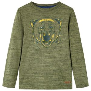 vidaXL Tricou cu m&acirc;neci lungi pentru copii,, kaki melanj, 104