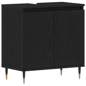 vidaXL Dulap pentru Chiuveta de Baie Stejar Negru 58 x 33 x 60 cm