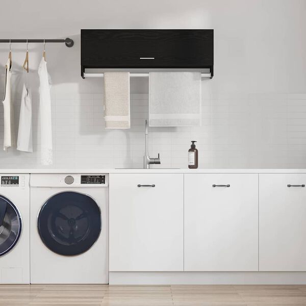 vidaXL Dulap cu sertar Stejar Negru 100 x 32,5 x 35 cm Lemn compozit