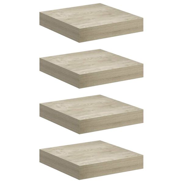 vidaXL Rafturi perete suspendate, 4 buc., stejar, 23x23,5x3,8 cm, MDF