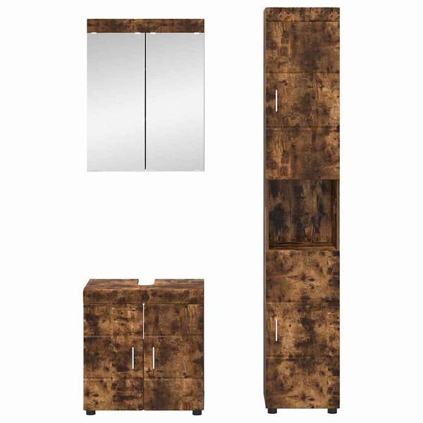 vidaXL Set de mobilier pentru baie TULUM Stejar fumuriu Lemn compozit