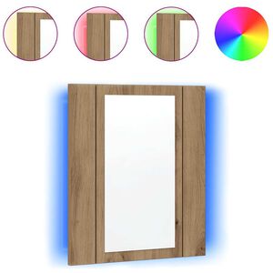vidaXL Dulap cu oglindă de baie LED stejar artizanal 40x12x45 cm, lemn
