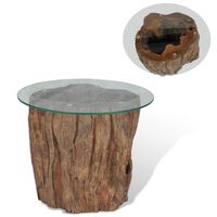 vidaXL Măsuță de cafea, lemn de tec și sticlă, 50 x 40 cm