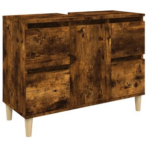 vidaXL Dulap de chiuvetă, stejar afumat, 80x33x60 cm, lemn prelucrat