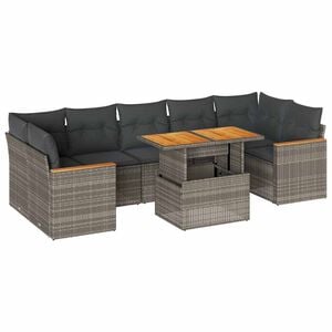 vidaXL Set canapele grădină cu perne 8 piese gri poliratan/lemn acacia