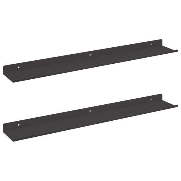 vidaXL Raft suspendat Pe perete 2 pcs Negru 60 x 8,5 x 2,5 cm Oțel