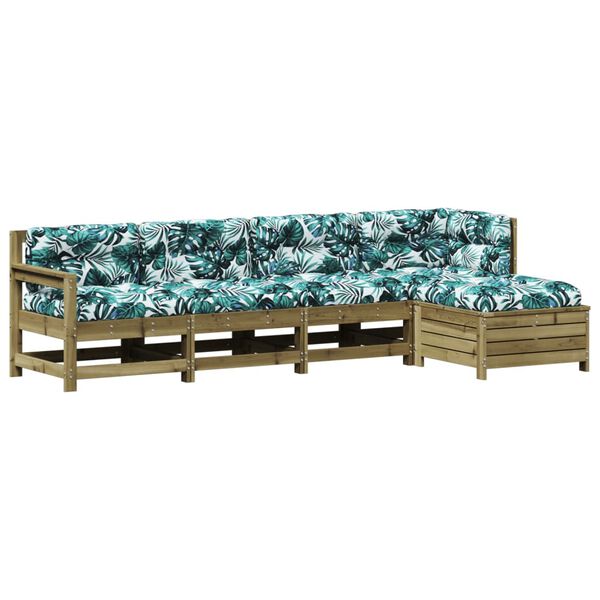 vidaXL Set mobilier de grădină cu perne, 5 piese, lemn de pin tratat