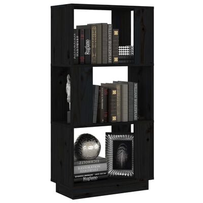 vidaXL Bibliotecă/Separator cameră, negru, 51x25x101 cm lemn masiv pin