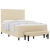 vidaXL Pat cu arcuri cu headboard Crem 160 x 200 cm țesătură