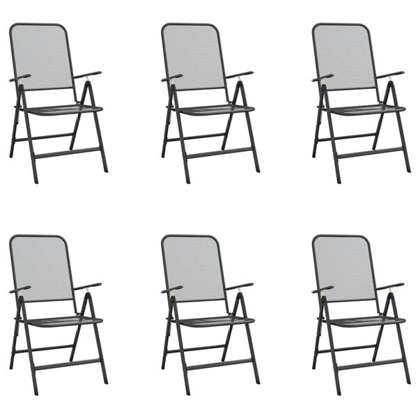 vidaXL Set de masă pentru grădină, 7 piese, plasă metalică antracit