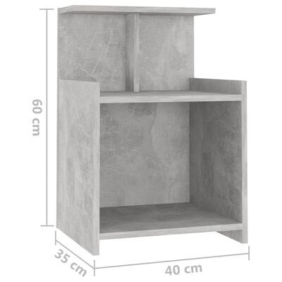 vidaXL Noptieră, gri beton, 40x35x60 cm, PAL