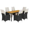 vidaXL Set mobilier de grădină cu perne, 7 piese, negru, poliratan