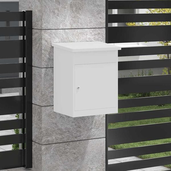 vidaXL Cutie pentru colet cu depozitare Alb 47.5 x 38 x 59 cm Oțel