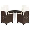 vidaXL Set mobilier de grădină, 5 piese, cu perne, maro, poliratan