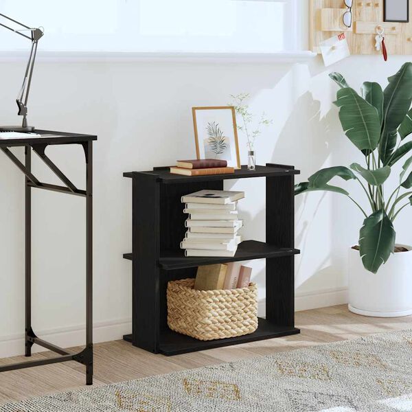 vidaXL Bibliotecă cu 3 niveluri, negru, 60x30x60 cm, lemn prelucrat